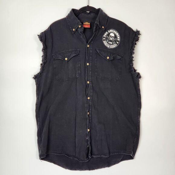 Motorcycle Shirt Mens L 2nd Amendment Bikercore Punk Grunge Rebel Edgy Rugged - Picture 1 of 10